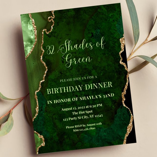 Editable Shades of Green Invitation Green and Gold Einladung (Von Creator hochgeladen)