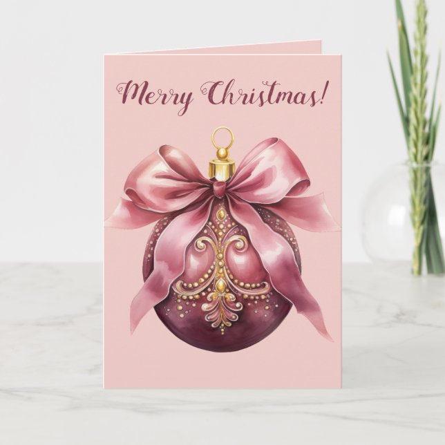 Editable Shades of Pink Christmas Ornament Karte (Vorderseite)