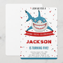 Editable Shark Birthday Einladung