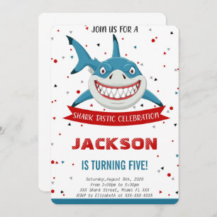 Editable Shark Birthday Einladung