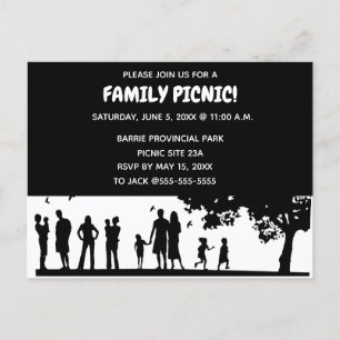 Editable Silhouette Family Picnic Einladung