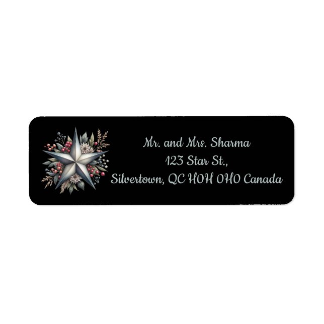 Editable Silver Christmas Star Return Address (Vorne)