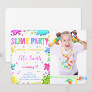 Editable Slime Birthday Einladung mit Foto