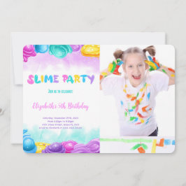 Editable Slime Birthday Party Foto Einladung