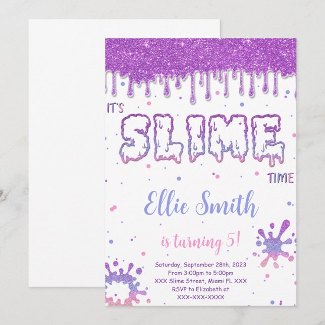 Editable Slime Einladung (Vorne/Hinten)