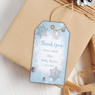 Editable Snowflake Vielen Dank Tags für Baby Boy Geschenkanhänger