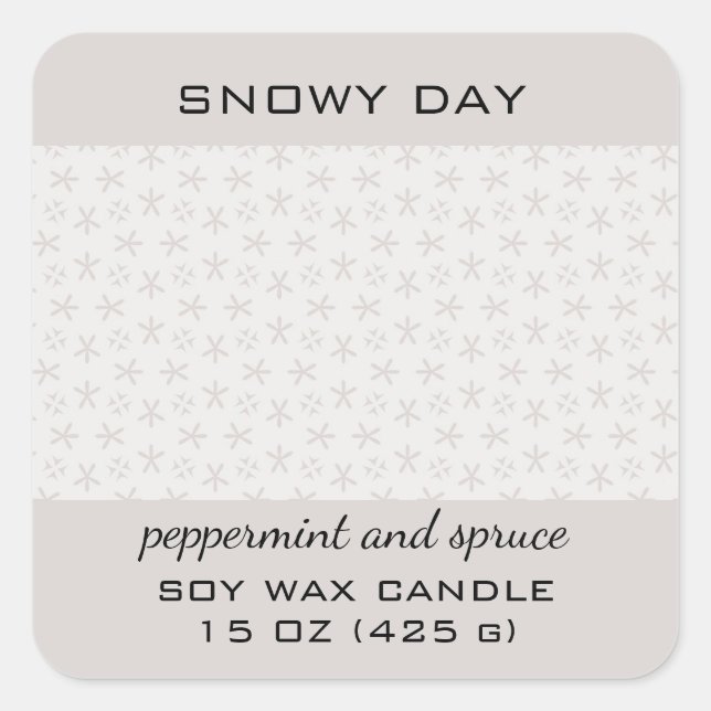 Editable Snowy Day Snowflake Pattern Product Quadratischer Aufkleber (Vorderseite)