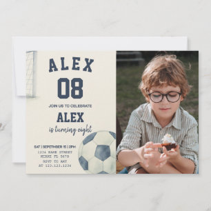 Editable Soccer Birthday Einladung mit Foto