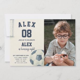 Editable Soccer Birthday Einladung mit Foto