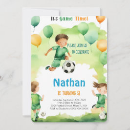 Editable Soccer Birthday Party Einladung