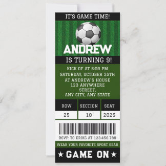 Editable Soccer Ticket Geburtstagsgeschenke Party Einladung