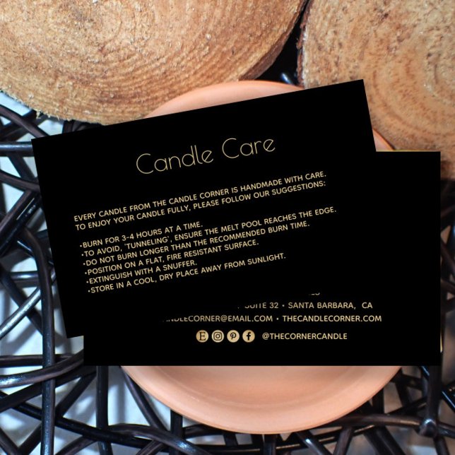 Editable Soy Candle Care Card mit Logo Black (Von Creator hochgeladen)