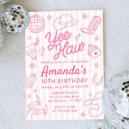 Editable Space Cowgirl Birthday Invitation, Disco Einladung