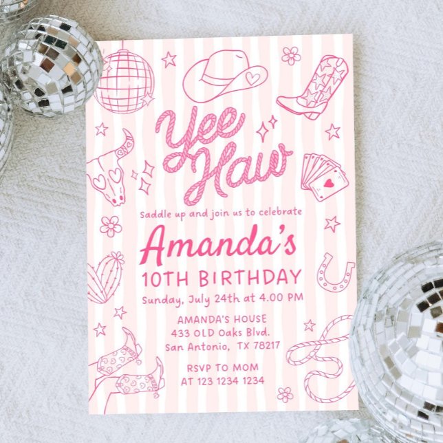 Editable Space Cowgirl Birthday Invitation, Disco  Einladung (Von Creator hochgeladen)