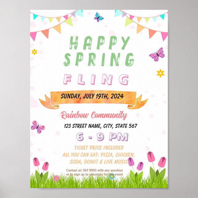 Editable Spring Flying School Flyer Poster (Vorne)