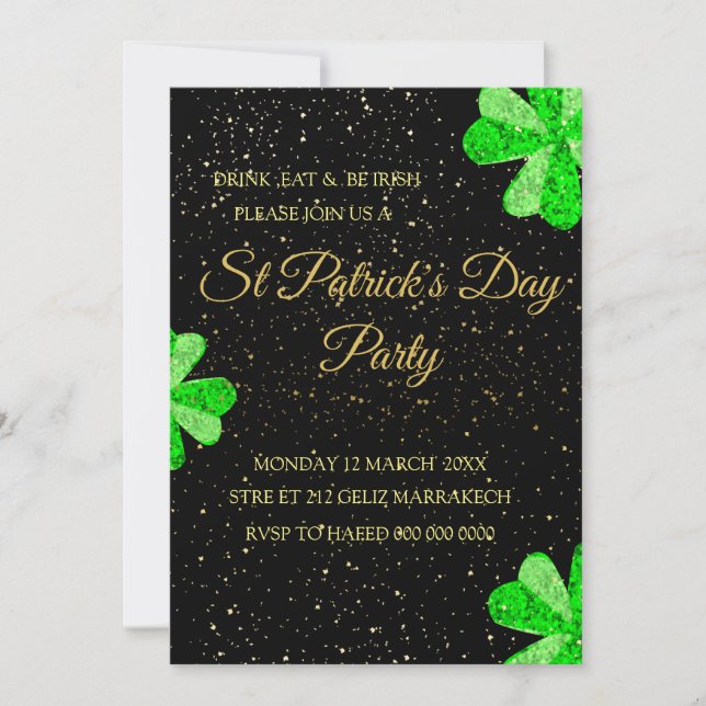 Editable St Patrick's Day Party Einladung, Templa Einladung (Vorderseite)