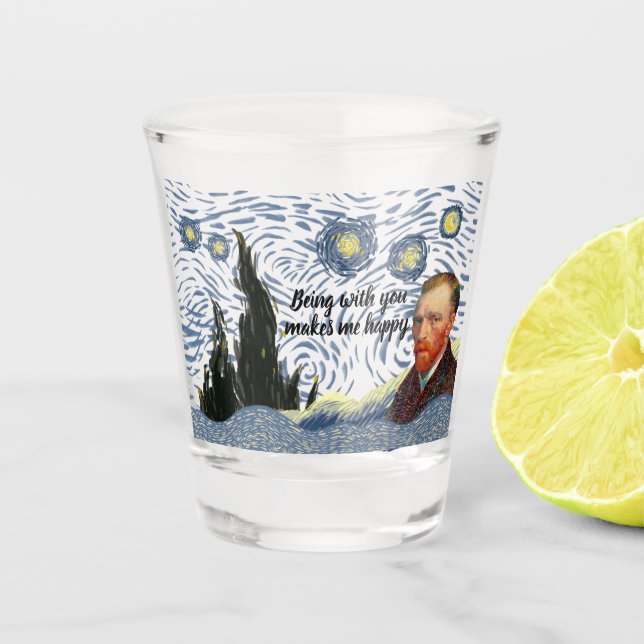 Editable Starry Night Glass Schnapsglas (Vorderseite)