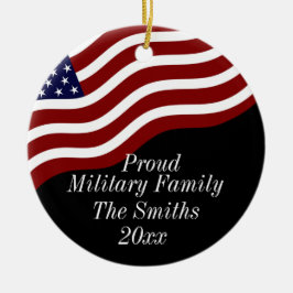 Editable Stolz Military Family American Flag Keramik Ornament