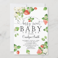 Editable Strawberry Berry Sweet Baby Dusche