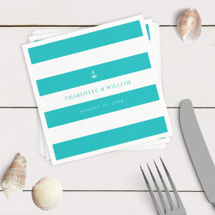 Editable Stripes Color Anchor Nautical Wedding Serviette