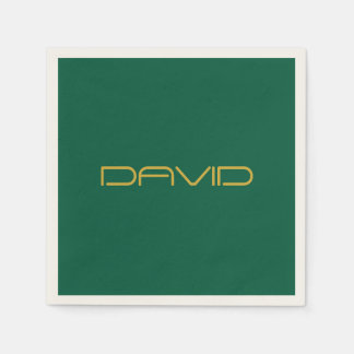 Editable Stylish Text | Gold & Hunter Green Serviette