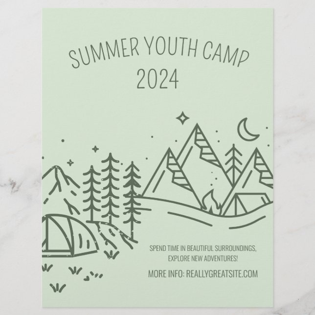 Editable Summer Fun Camp , Youth Summer Camp Flyer (Vorne)