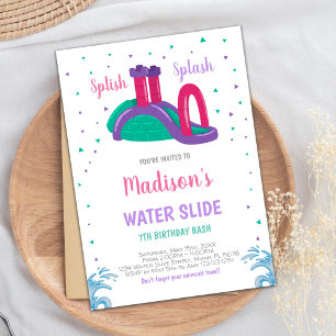 Editable Summer Splash Party Einladung für Girls