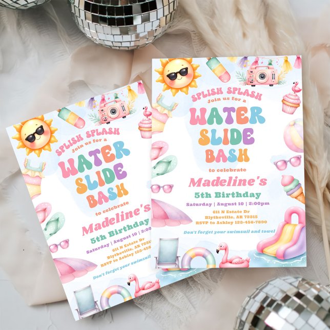 Editable Summer Water Slide Bash Birthday Party  Einladung (Von Creator hochgeladen)