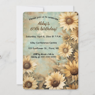 Editable Sunflower Birthday Einladung
