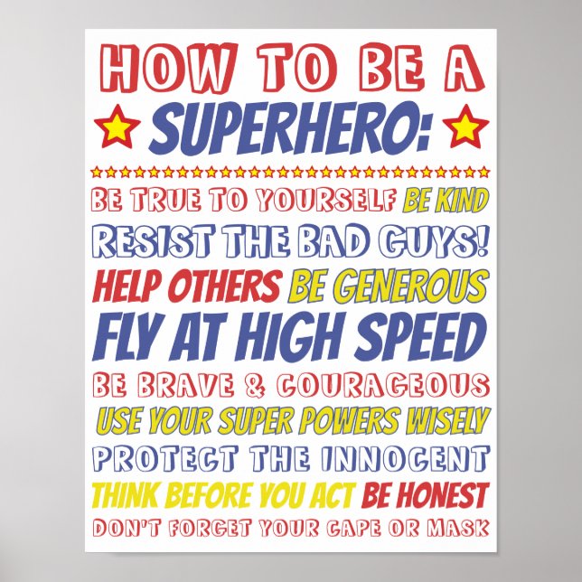 Editable Superhero Print for Kids Room Poster (Vorne)