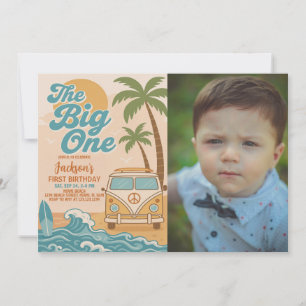 Editable Surfing the Big One Boy 1. Geburtstag Einladung