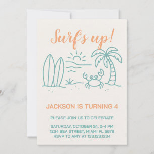 Editable Surf's Up Birthday Einladung