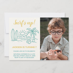 Editable Surf's Up Birthday Einladung mit Foto