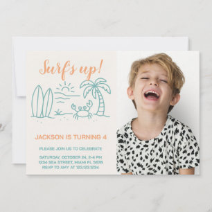 Editable Surf's Up Birthday Einladung mit Foto