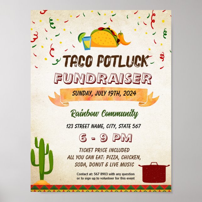 Editable Taco potluck Flyer Poster (Vorne)