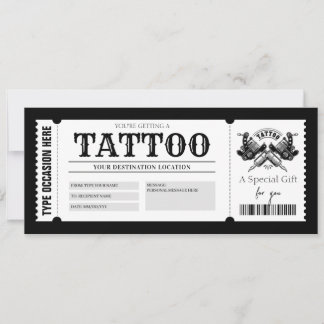 EDITABLE Tattoo bekommt einen Geschenkgutschein Einladung