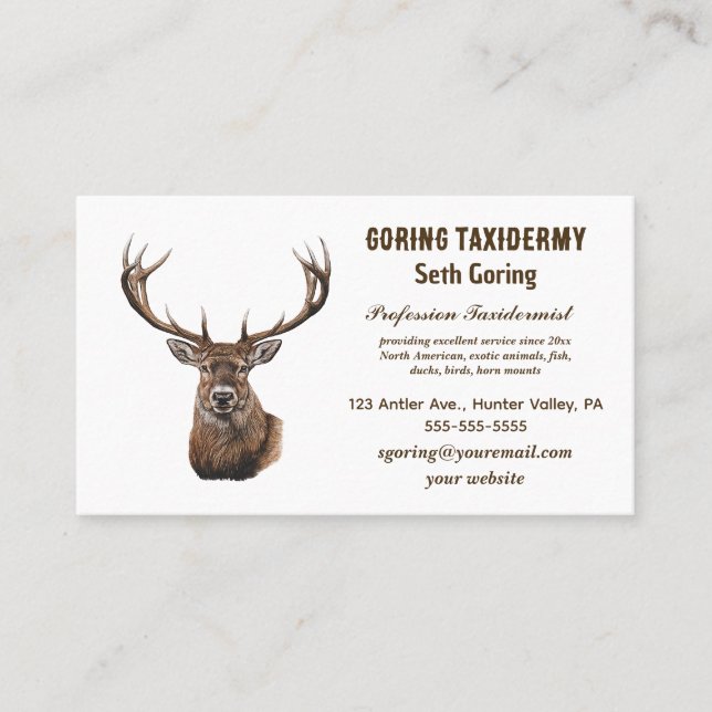 Editable Taxidermist Visitenkarte (Vorderseite)