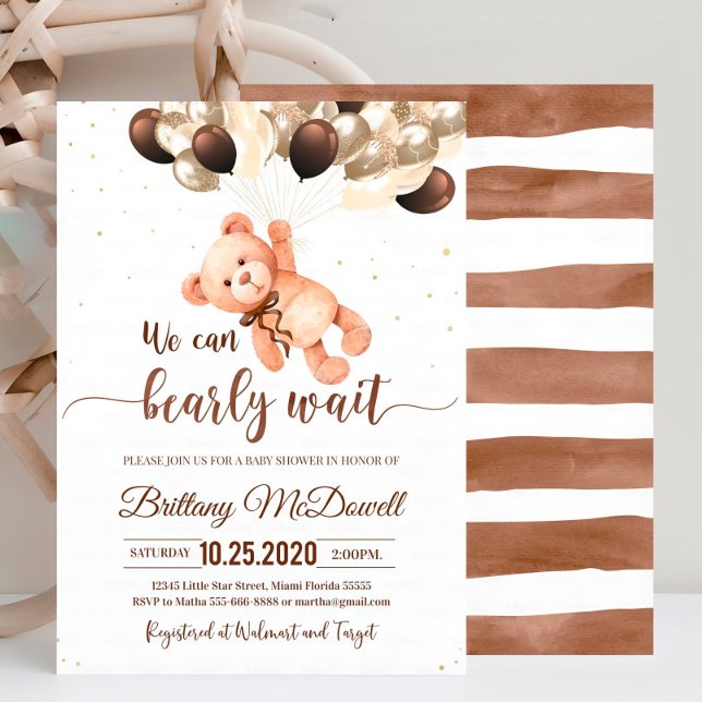 Editable Teddy Bear Baby Dusche Einladung Brown (Von Creator hochgeladen)