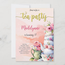 Editable Tee Party Geburtstagsparty Einladung