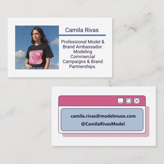 Editable Template Trendy Model Brand Ambassador Visitenkarte (Vorne/Hinten)