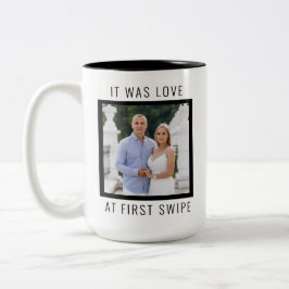 Editable Text and Custom Photo Valentine's Day  Zweifarbige Tasse