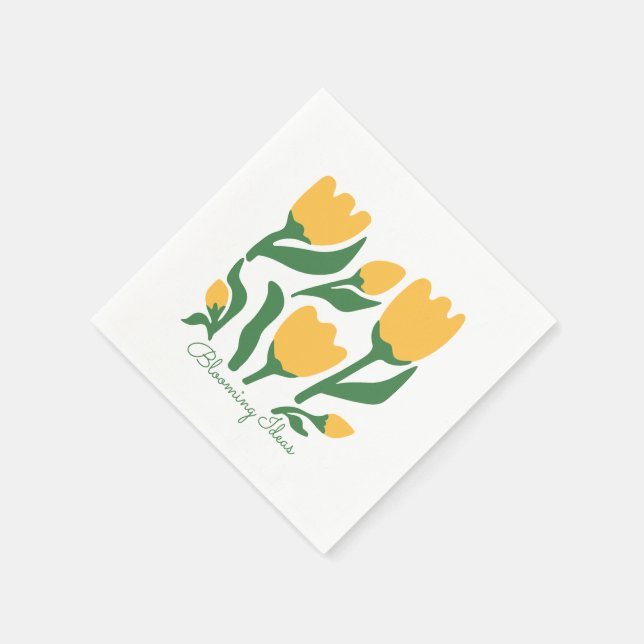 Editable Text Yellow Tulip Minimalist Aesthetic Serviette (Ecke)