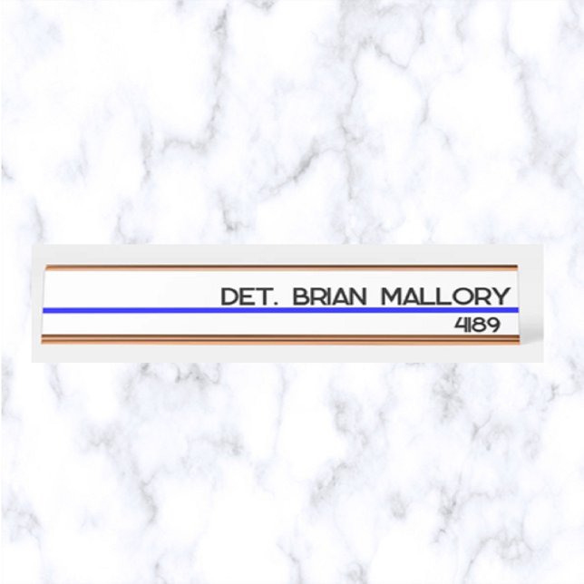 Editable Thin Blue Line Police Enforcement Schreibtischnamensplakette (Von Creator hochgeladen)