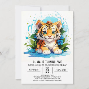 Editable Tiger Boy Birthday Einladung