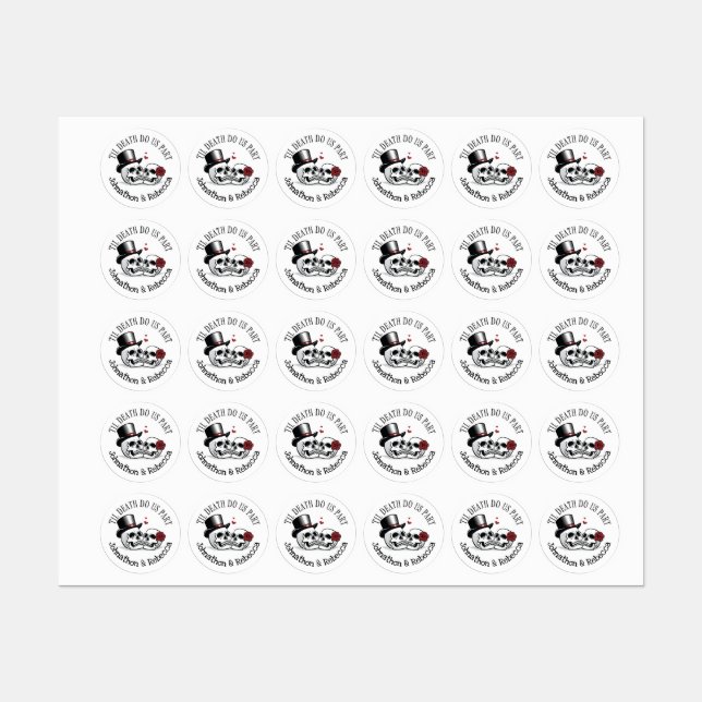 Editable Til Death Do us Part Wedding Etiketten (Blatt)