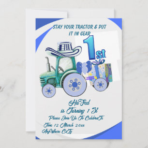 Editable Tractor Birthday Einladung, Green Tracto Einladung