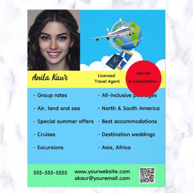 Editable Travel Agent Flyer (What a great way to advertise your travel agency business!)