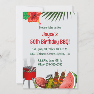 Editable Tropical Birthday GRILLEN Party Einladung