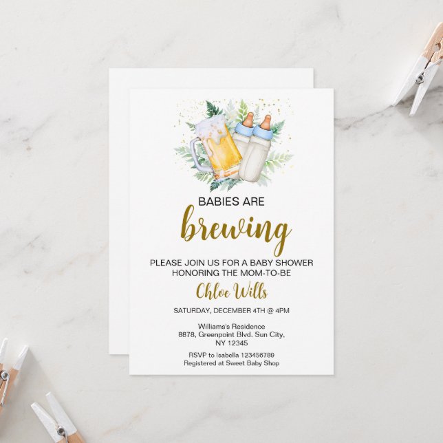 Editable Twin Boys Baby Shower Einladung (Vorderseite/Rückseite Beispiel)