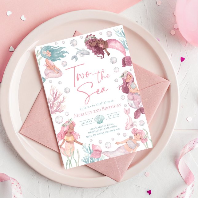 Editable Two The Sea Mermaid Invite  Einladung (Editable Two The Sea Mermaid Invite
)